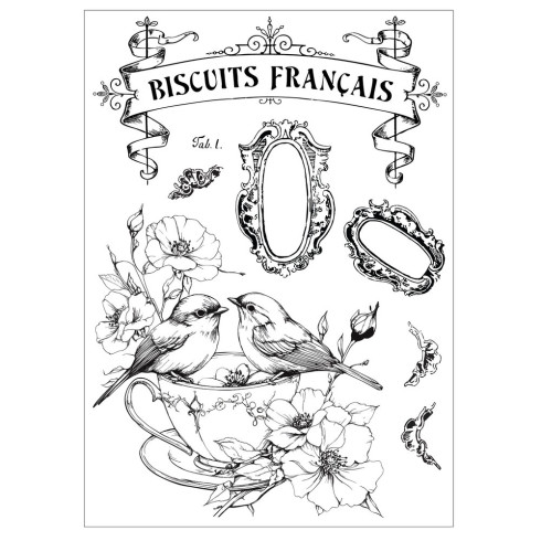 Preview: Sizzix - Schablone & Stempelset "Birds and Biscuits" Stencil & Clear Stamps by Willow Wolfe