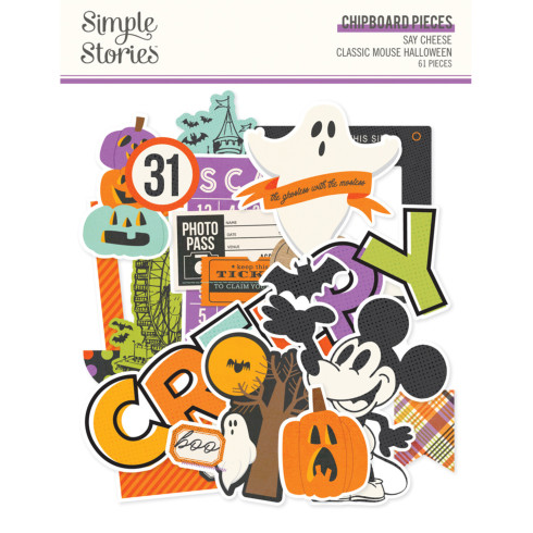 Simple Stories - Aufkleber "Say Cheese Classic Mouse Halloween" Chipboard Pieces