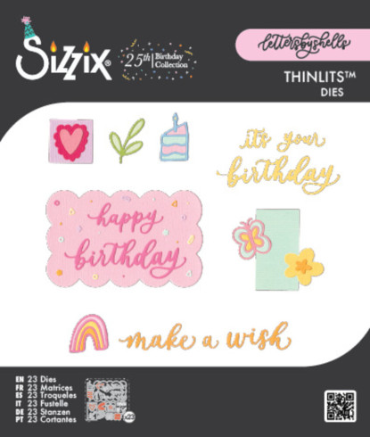 Preview: Sizzix - Stanzschablone "Birthday Doodles by Letters" Thinlits Craft Dies by Shells