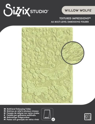 Preview: Sizzix - Multi-Level Prägefolder "Nouveau Butterfly" Embossing Folder A6 - Design by Willow Wolfe