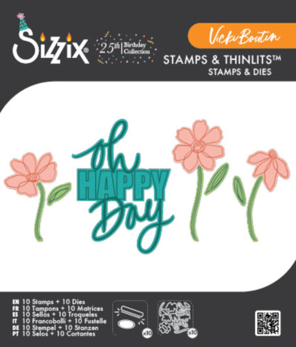 Preview: Sizzix - Stanzschablone & Stempelset "Di Oh Happy Day" Thinlits Craft Dies & Clear Stamps by by Vicki Boutin
