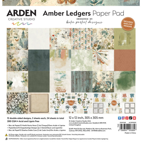 Arden Creative Studio - Designpapier "Amber Ledgers" by Katie Pertiet Paper Pack 12x12 Inch - 12 Bogen