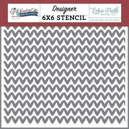 Echo Park - Schablone "Warm Woven Sweater" Stencil 6x6 Inch - Wonderful Winter Days
