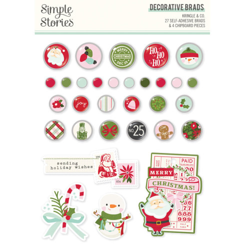 Preview: Simple Stories - Decorative Brads "Kringle & Co."