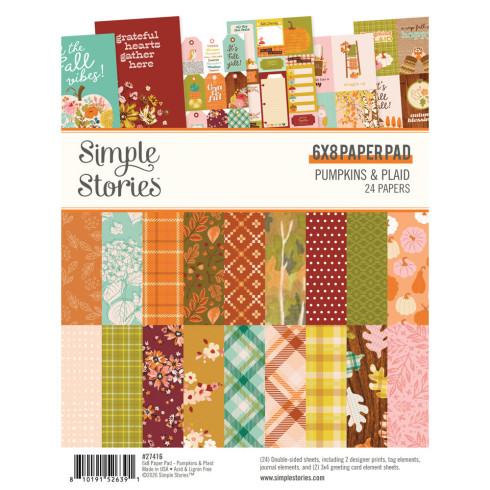 Preview: Simple Stories - Designpapier "Pumpkins & Plaid" Paper Pack 6x8 Inch - 24 Bogen