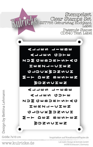 Kulricke Stempelset "Geburtstag Hochkant Label"  A7 Clear Stamp