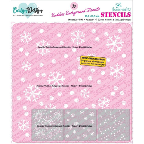Carlijn Design - Schablone 15*15 cm "BBS Winter" by Ilona Maakt Stencil