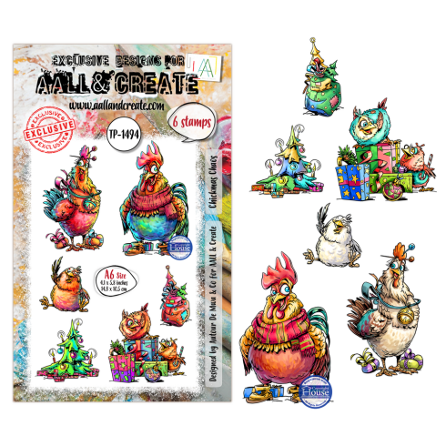 Preview: AALL and Create - Stempelset A6 "Chickmas Chaos" Clear Stamps
