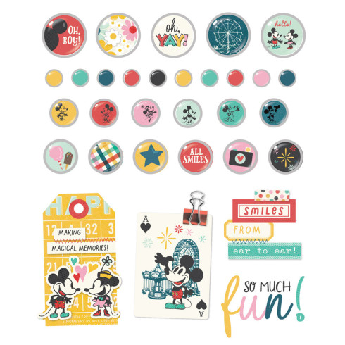 Preview: Simple Stories - Decorative Brads "Say Cheese Happiest Place"