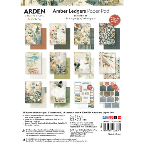 Arden Creative Studio - Designpapier "Amber Ledgers" Katie Pertiet Paper Pack 6x8 Inch - 12 Bogen