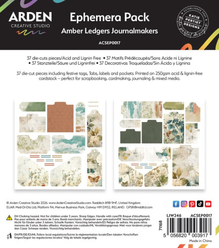 Preview: Arden Creative Studio - Stanzteile "Amber Ledgers" Ephemera Journalmakers by Katie Pertiet