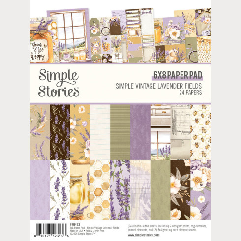 Preview: Simple Stories - Designpapier "Simple Vintage Lavender Fields" Paper Pack 6x8 Inch - 24 Bogen