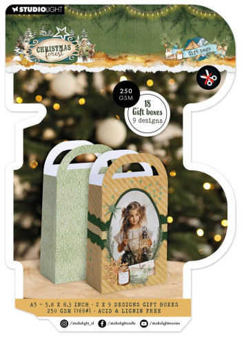 Preview: Studio Light - Papierblock für Geschenkboxen A5 "Gift Bags" Christmas Forest Gift Box Paper Pad - 18 Bogen