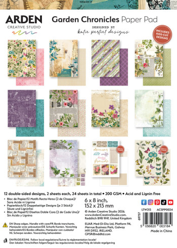 Preview: Arden Creative Studio - Designpapier "Garden Chronicles" Katie Pertiet Paper Pack 6x8 Inch - 12 Bogen