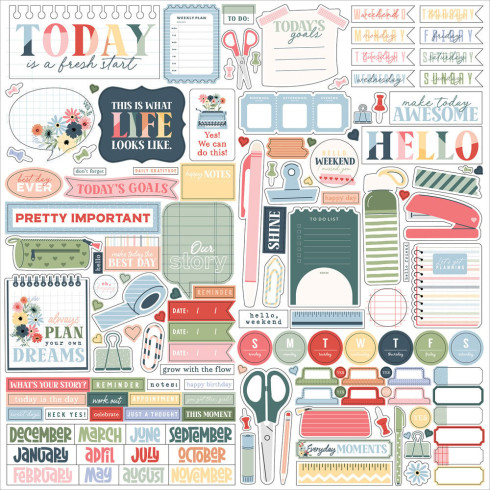 Echo Park - Designpapier "One Day At A Time" Collection Kit 12x12 Inch - 12 Bogen