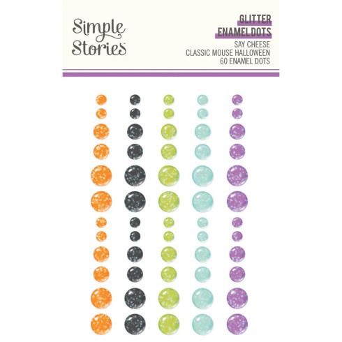 Preview: Simple Stories - Glitter Enamel Dots "Say Cheese Classic Mouse Halloween" 60 Stück