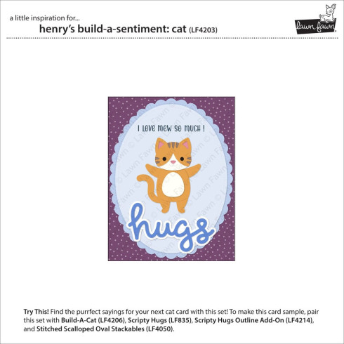 Preview: Lawn Fawn - Stempelset "Henry's Build-A-Sentiment Cat" Clear Stamp