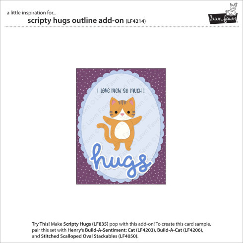 Preview: Lawn Fawn - Stanzschablone "Scripty Hugs Outline Add-On" Lawn Cuts Dies