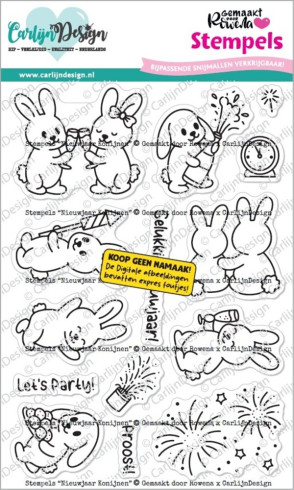 Preview: Carlijn Design - Stempelset "Nieuwjaar Konijnen" Clear Stamps