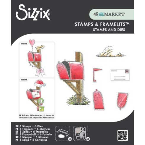 Sizzix - Stanzschablone & Stempelset "Letter Drop" Thinlits Craft Dies & Clear Stamps by by 49 & Market