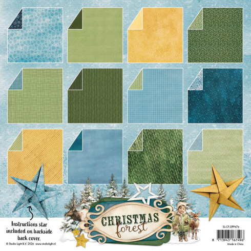Preview: Studio Light - Designpapier "Christmas Forest" Origami & Backgrounds Paper Pack 8x8 Inch - 16 Bogen