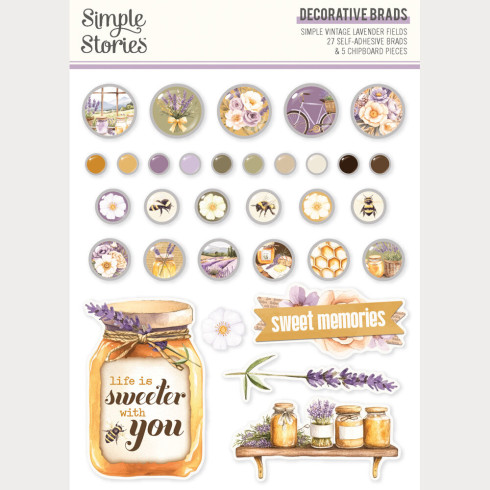 Preview: Simple Stories - Decorative Brads "Simple Vintage Lavender Fields"