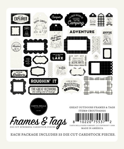 Preview: Carta Bella - Stanzteile & Anhänger "Great Outdoors" Ephemera Frames & Tags
