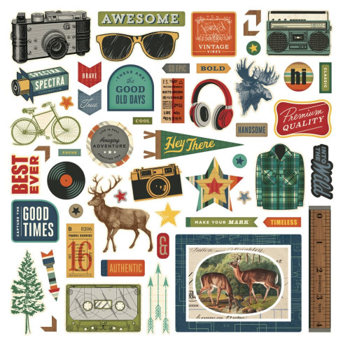 Preview: Simple Stories - Aufkleber "Rustic Legend 12x12 Inch" Chipboard Pieces