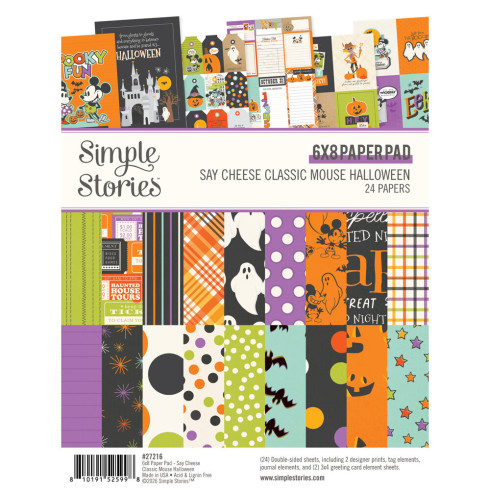 Preview: Simple Stories - Designpapier "Say Cheese Classic Mouse Halloween" Paper Pack 6x8 Inch - 24 Bogen