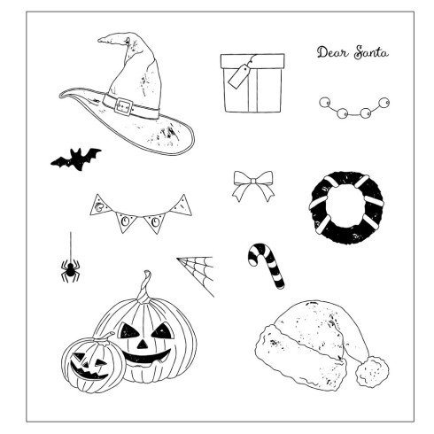 Preview: Sizzix - Stanzschablone & Stempelset "Holiday Drop" Thinlits Craft Dies & Clear Stamps by by 49 & Market