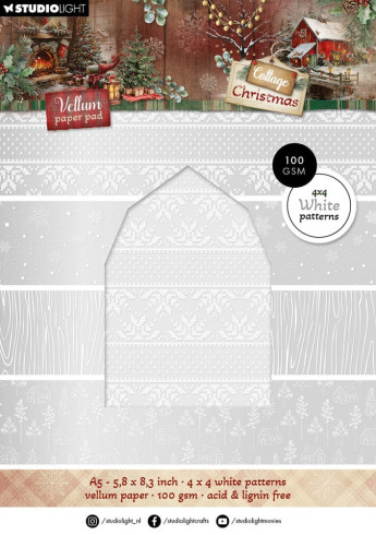 Preview: Studio Light - A5 Vellum Paper Pad "Cottage Christmas" Backgrounds