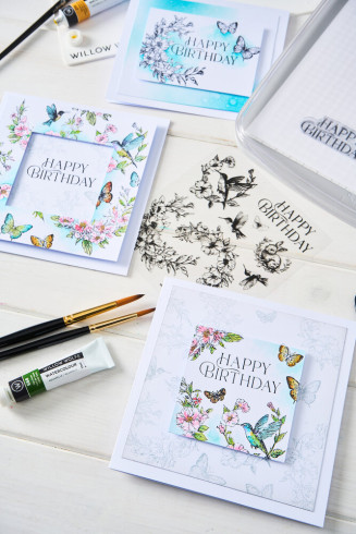 Sizzix - Stempelset "Birthday Blooms" Clear Stamps Design by Willow Wolfe