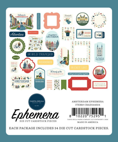 Preview: Carta Bella - Stanzteile "Amsterdam" Ephemera