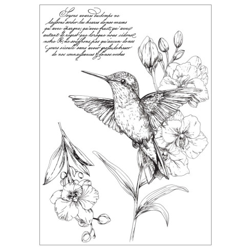 Preview: Sizzix - Schablone & Stempelset "Hummingbird and Orchids" Stencil & Clear Stamps by Willow Wolfe