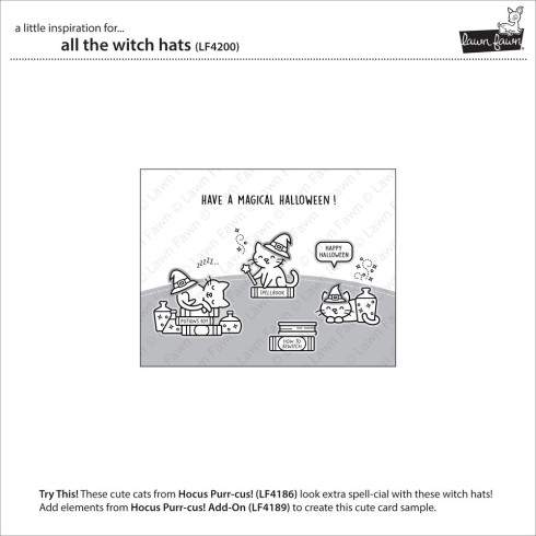 Preview: Lawn Fawn - Stempelset "All the Witch Hats" Clear Stamp