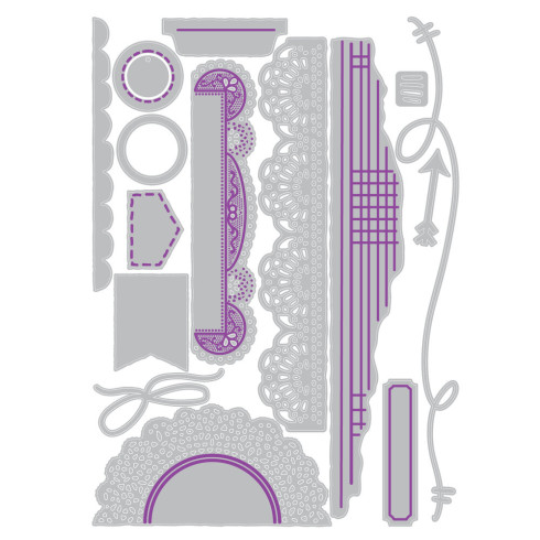 Preview: Sizzix - Stanzschablone "Border Clusters" Thinlits Craft Dies by Vicki Boutin