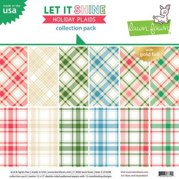 Preview: Lawn Fawn - Designpapier "Let It Shine Holiday Plaids" Collection Pack 12x12 Inch - 12 Bogen