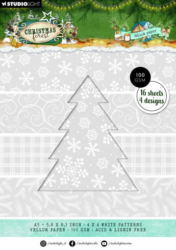 Preview: Studio Light - A5 Vellum Paper Pad "Christmas Forest" Backgrounds