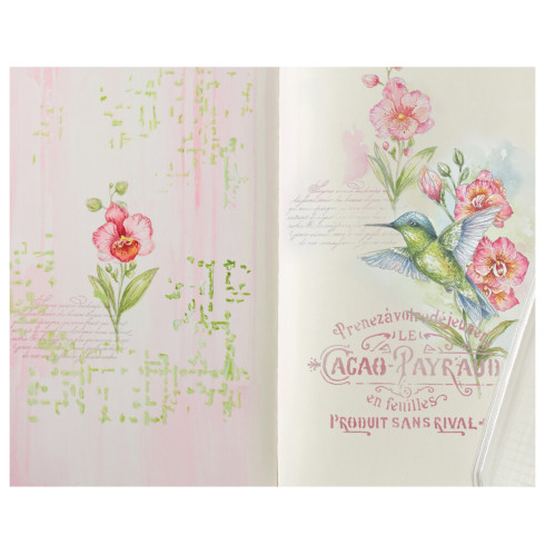 Sizzix - Schablone & Stempelset "Hummingbird and Orchids" Stencil & Clear Stamps by Willow Wolfe