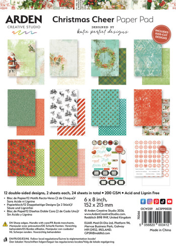 Preview: Arden Creative Studio - Designpapier "Christmas Cheer" Katie Pertiet Paper Pack 6x8 Inch - 12 Bogen