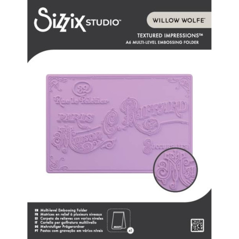 Sizzix - Multi-Level Prägefolder "Vintage Label" Embossing Folder A6 - Design by Willow Wolfe