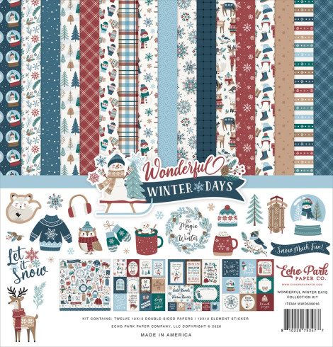 Preview: Echo Park - Designpapier "Wonderful Winter Days" Collection Kit 12x12 Inch - 12 Bogen