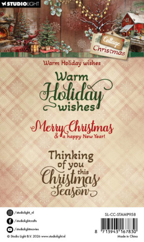 Preview: Studio Light - Stempel "Warm Holiday Wishes" Cottage Christmas Clear Stamps