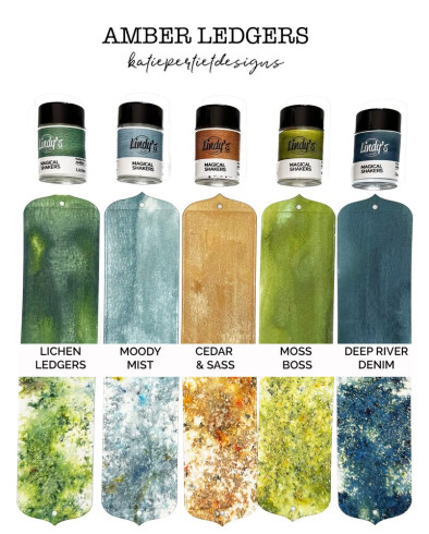 Preview: Lindys Stamp Gang - Pigmentpulver "Amber Ledgers" Magical Shaker 2.0 Set - 5x10g - by Katie Pertiet