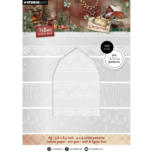 Studio Light - A5 Vellum Paper Pad "Cottage Christmas" Backgrounds