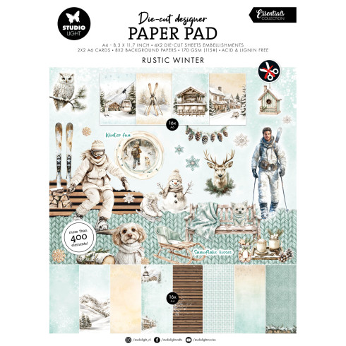 Studio Light - Stanzpapierbblock "Rustic Winter" Die Cut Paper Pad A4 - 28 Bogen