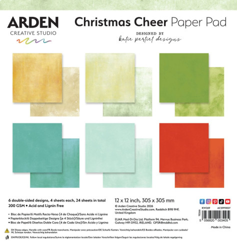 Preview: Arden Creative Studio - Designpapier "Christmas Cheer" by Katie Pertiet Paper Pack 12x12 Inch - 12 Bogen