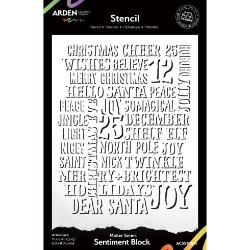 Arden Creative Studio - Schablone 6x8 Inch "Sentiment Block" by Katie Pertiet Stencil
