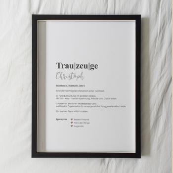 Definitionsposter "Trauzeuge 1" | Geschenkidee | Personalisiert  | individuelles Bild | Wörterbuch