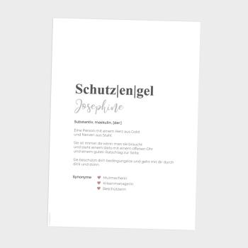Definitionsposter "Schutzengel 1" | Geschenkidee | Personalisiert  | individuelles Bild | Wörterbuch